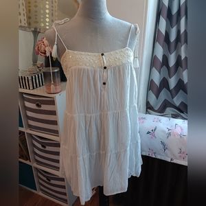 White  gauzy mini adjustable sundress American Eagle with embroidery and sequins